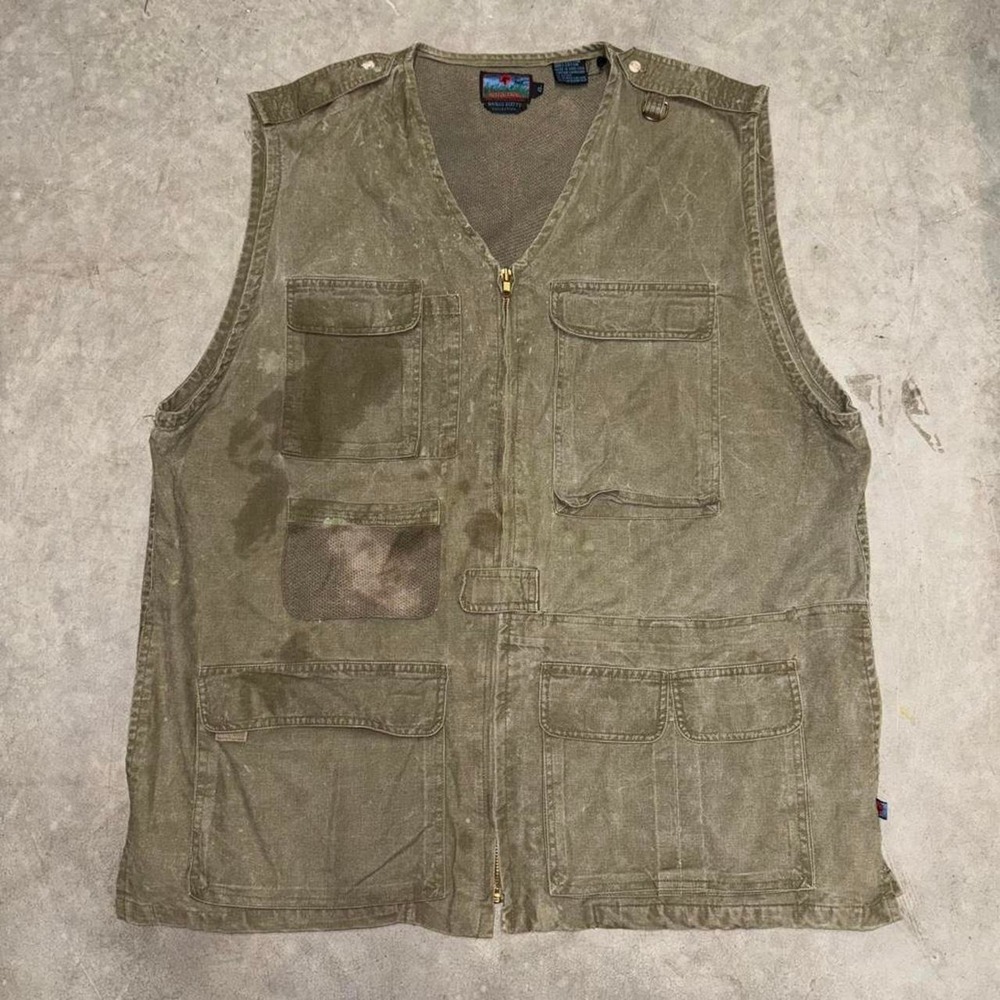 Vintage 80s Terramar Grass Roots Thrashed Utility Vest Size XL